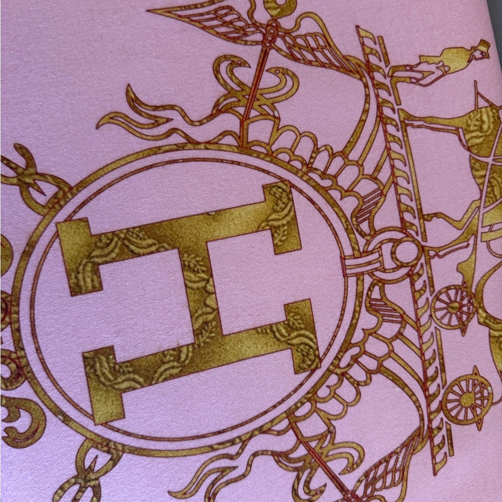 Made in France Hermes Pink and Gold Designer Scarf